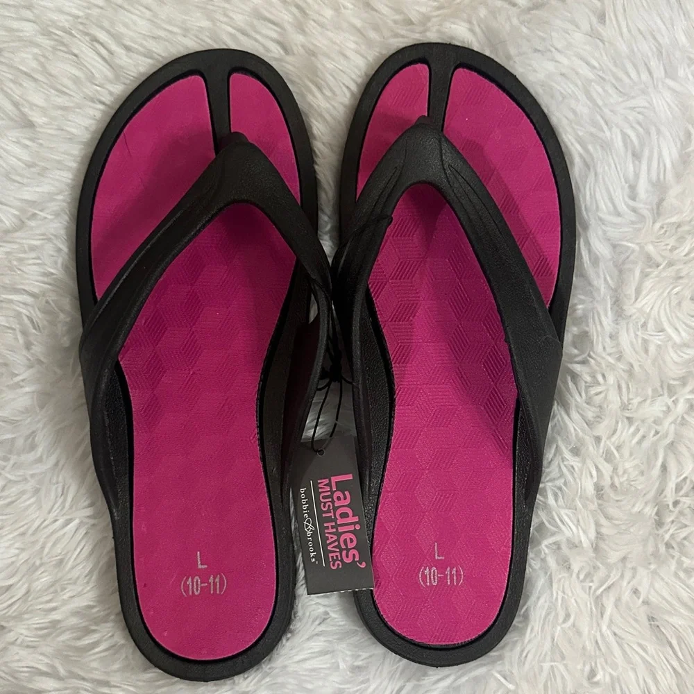 Black and Pink Flip Flops